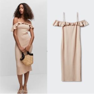 Mango Ruffle Midi Dress - NWT